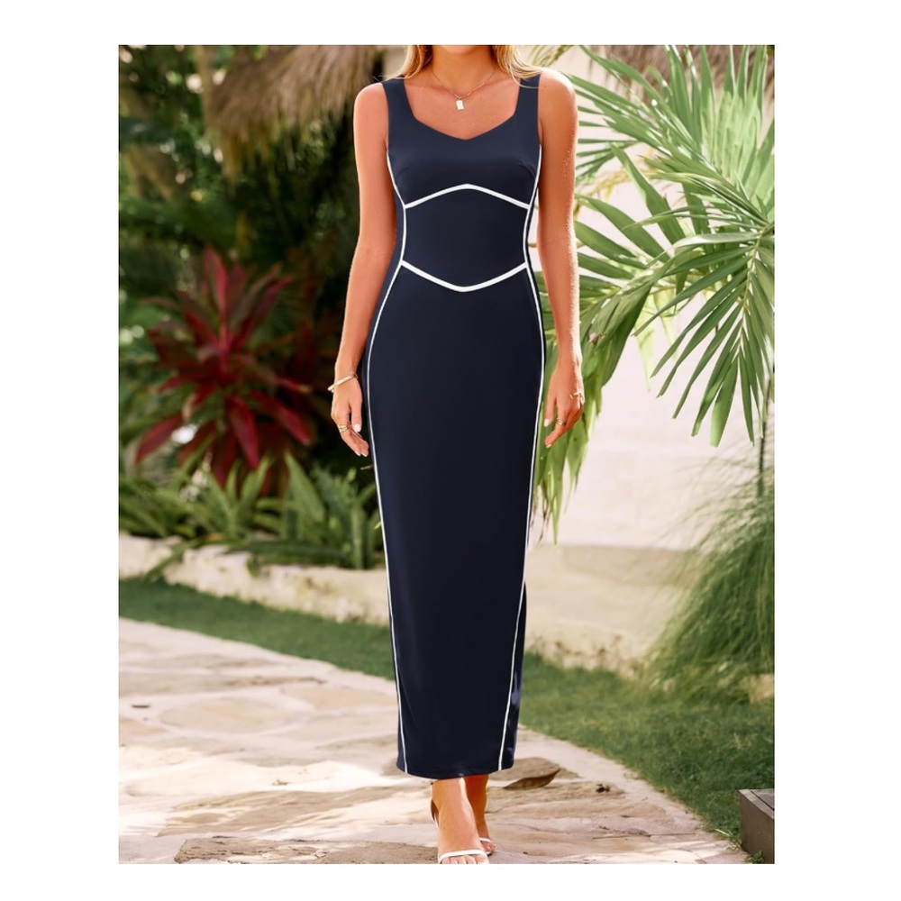 NWT Elegant Navy Blue Maxi Dress Size X-Large